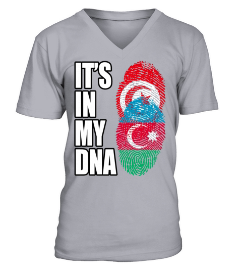 Tunisian And Azerbaijani Mix Heritage DNA Flag V-Neck T-shirt