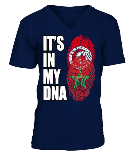 Tunisian And Moroccan Mix Heritage DNA Flag V-Neck T-shirt