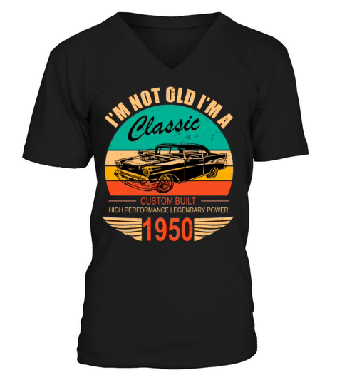 Vintage 1950 Classic Car Apparel For Legends V-Neck T-shirt