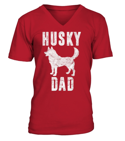 Vintage Husky Dad Gift Siberian Huskies Father V-Neck T-shirt