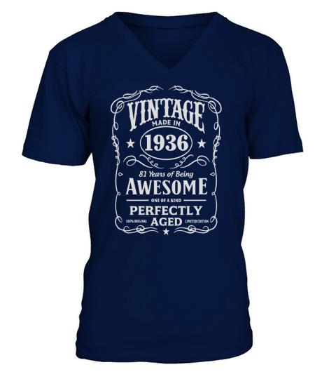 Vintage Made In 1936 Birthday Gift T-Shirt V-Neck T-shirt