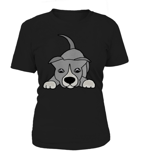 Adorable Funny Crouching Gray Pit Bull Puppy Dog tshirt hoodie Women's T-Shirt