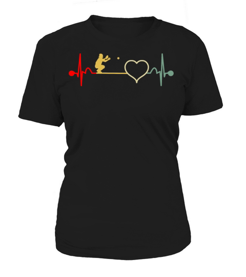 Baseball Catcher Heartbeat Vintage Women's T-Shirt