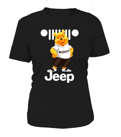 Winnie the Pooh with Jeep American Automobiles Brand Women's T-Shirt