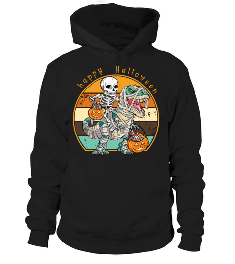 Happy Halloween Skeleton Riding Dinosaur Vintage Hoodie Unisex