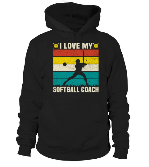 Retro Vintage Style I Love My Softball Coach Hoodie Unisex