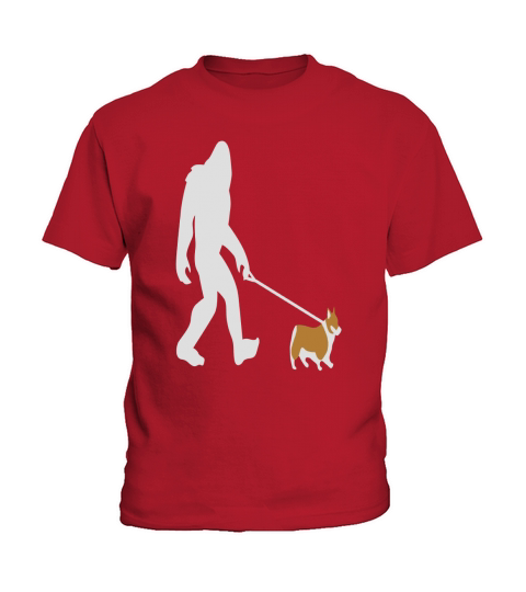 Bigfoot Walking Corgi Dog Shirt, Funny Cute Sasquatch Gift Kids T-Shirt