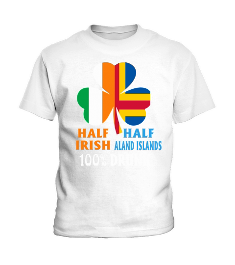 Half Irish Half ALAND ISLANDS Drunk St Patrick Flag 2020 Kids T-Shirt