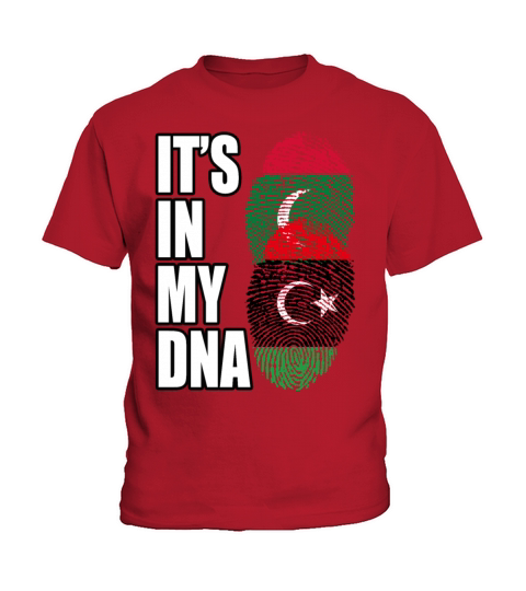 Maldivian And Libyan Mix Heritage DNA Flag Kids T-Shirt