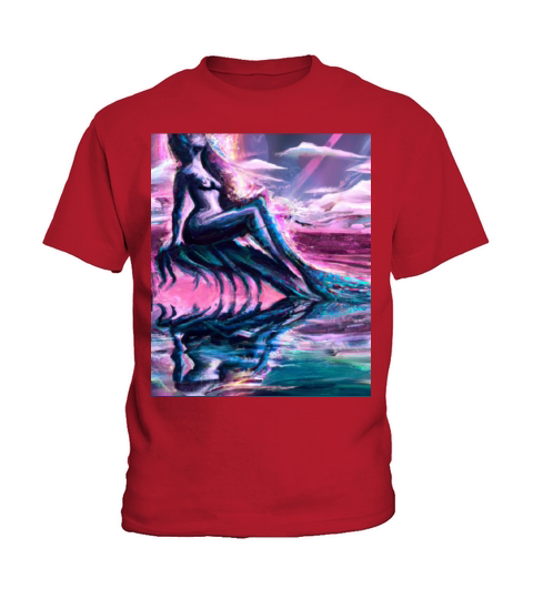Mermaid Portrait Vaporwave Outrun 80s Reflecting Kids T-Shirt