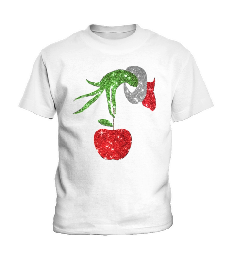 Teacher Grinch hand holding apple ornament Kids T-Shirt