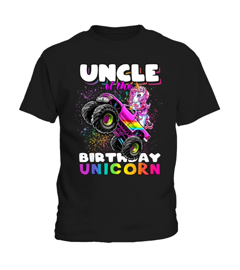 Uncle of the Birthday Unicorn Monster Truck Kids T-Shirt