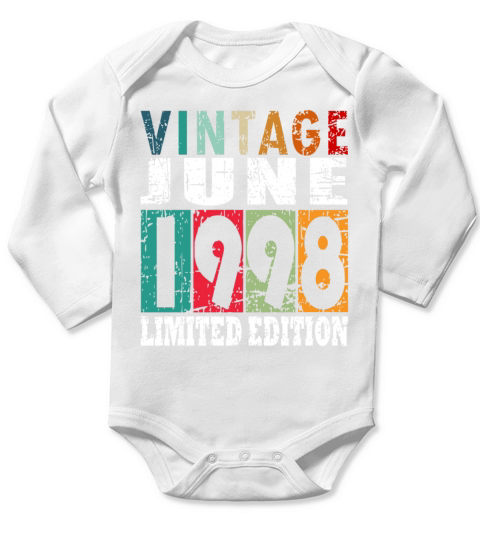 1998 vintage born in June gift Long Sleeve Baby One-Piece