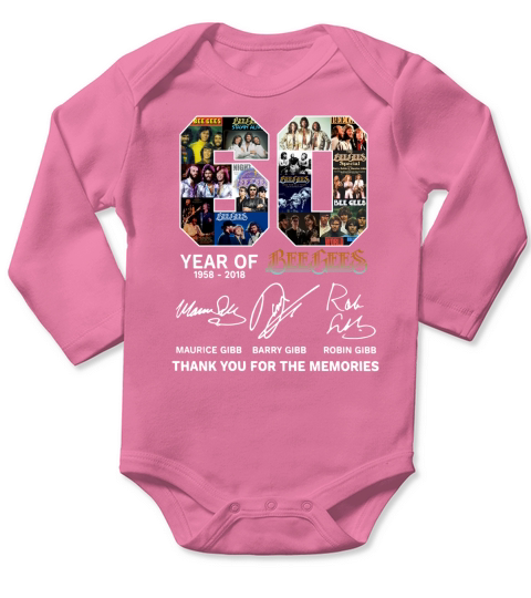 60 years of Bee Gees Maurice signature thank you for the memories Long Sleeve Baby One-Piece
