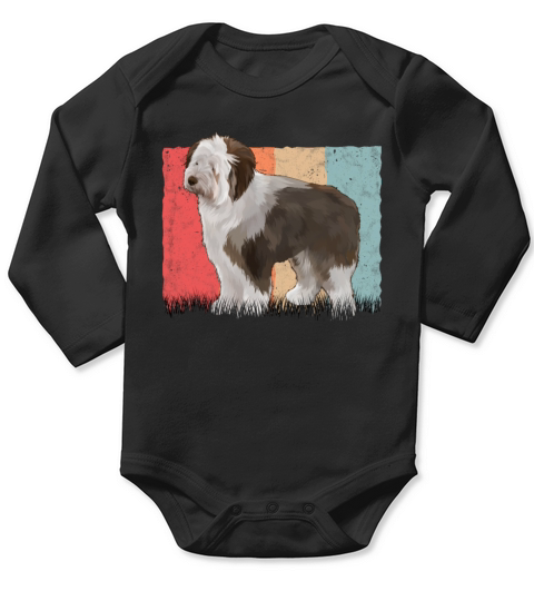 Bobtail Retro Old English Sheepdog Vintage Long Sleeve Baby One-Piece