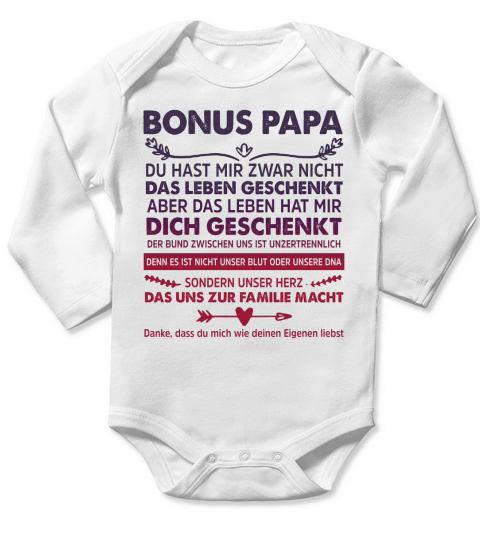Bonus papa du hast mir zwar nicht das leben geschenkt aber das leben shirt Long Sleeve Baby One-Piece