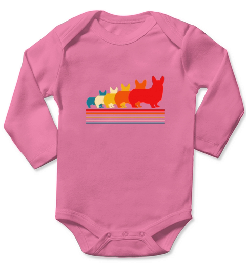 Corgi Silhoutte Retro Vintage Long Sleeve Baby One-Piece