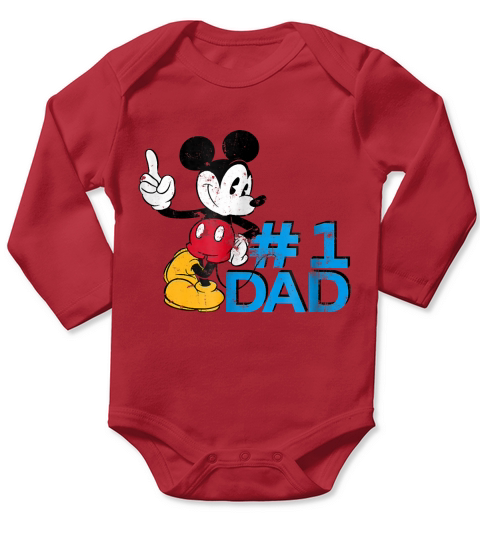 Disney Mickey Mouse Fathers Day 1 Dad T-shirt Long Sleeve Baby One-Piece