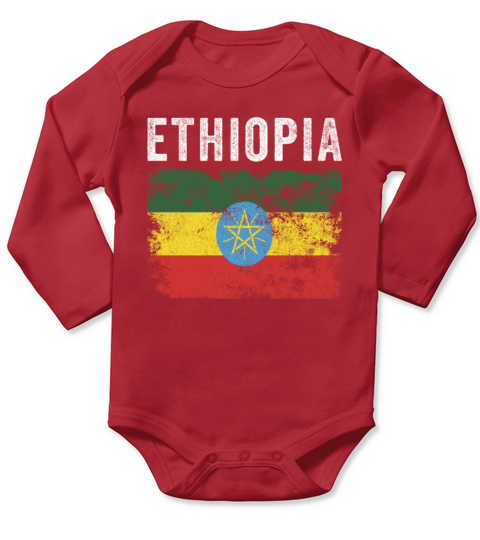 Ethiopia Flag Distressed Ethiopian Flag Long Sleeve Baby One-Piece