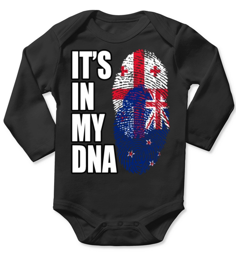 Georgian And New Zealand Mix Heritage DNA Flag Long Sleeve Baby One-Piece