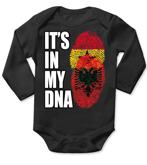 Ghanaian And Albanian Mix Heritage DNA Flag Long Sleeve Baby One-Piece