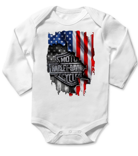 Harley-Davidson American Flag shirt Long Sleeve Baby One-Piece