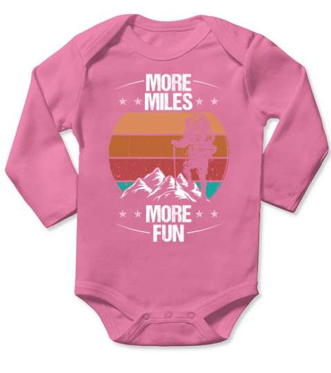 Hiking Vintage More Miles More Fun Retro Hike Long Sleeve Baby One-Piece