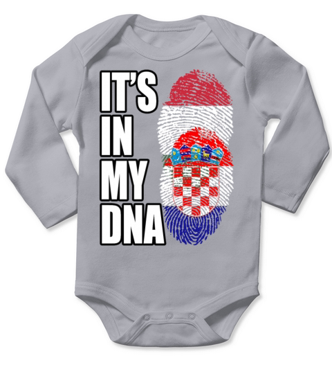 Hungarian And Croatian Mix Heritage DNA Flag Long Sleeve Baby One-Piece