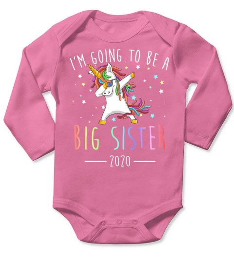 I Am Going To Be A Big Sister 2020 Unicorn Dabbing Long Sleeve Baby One-Piece