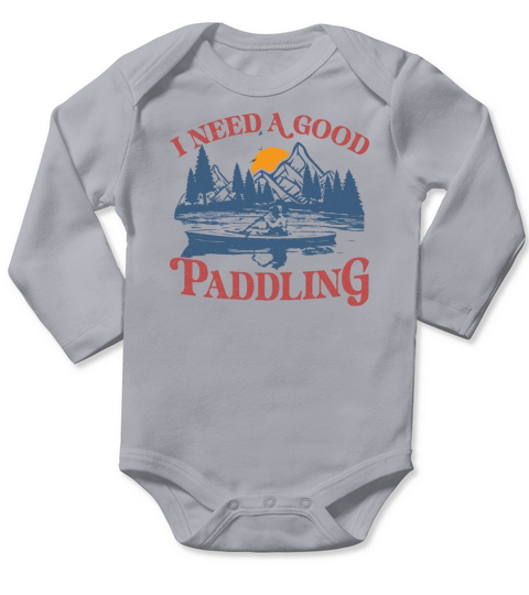 I Need A Good Paddling Retro Sunset Canoe Kayaking Long Sleeve Baby One-Piece