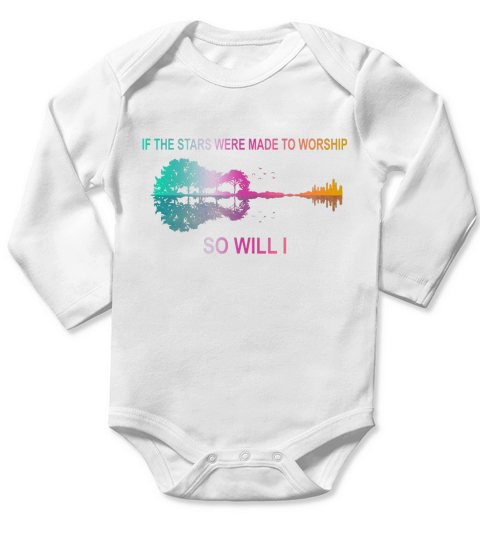 If the stars were made to worship so will I guitar Long Sleeve Baby One-Piece