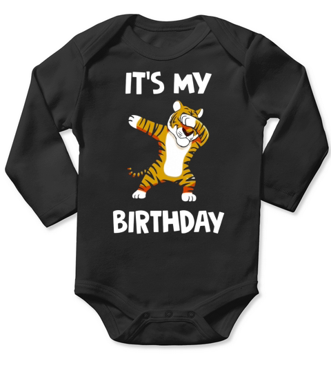 Its My Birthday Dabbing Tiger Dab Dancing Boy Girl T-shirt Long Sleeve Baby One-Piece