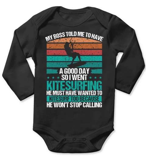 Kitesurfer Vintage Humor Funny Kitesurfing Retro Long Sleeve Baby One-Piece