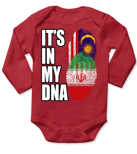 Malaysian And Iranian Mix Heritage DNA Flag Long Sleeve Baby One-Piece