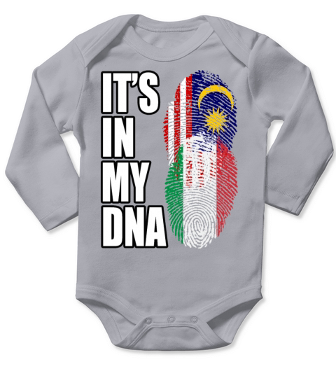 Malaysian And Italian Mix Heritage DNA Flag Long Sleeve Baby One-Piece