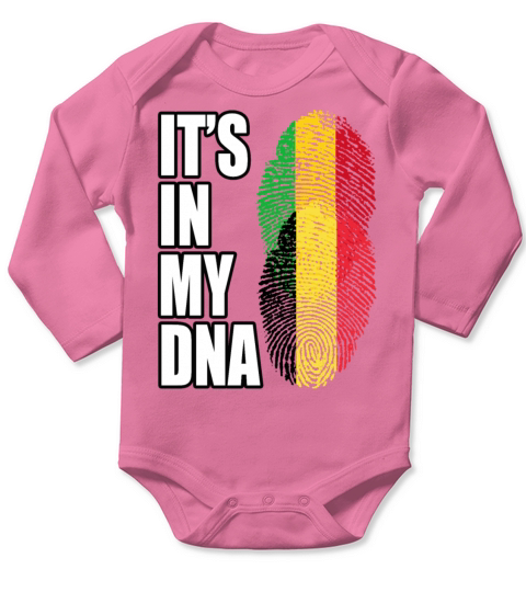 Malian And Belgian Mix Heritage DNA Flag Long Sleeve Baby One-Piece