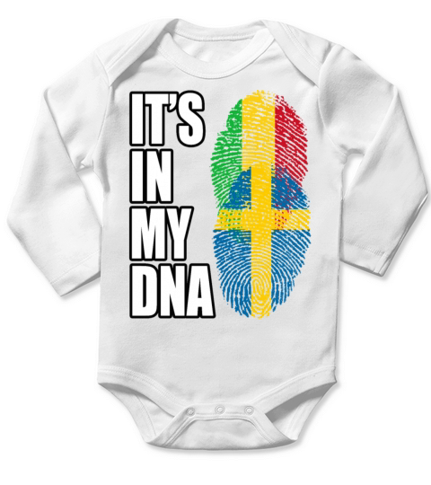 Malian And Swedish Mix Heritage DNA Flag Long Sleeve Baby One-Piece