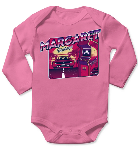 Margaret - Personalized Vintage Gamer 80s 90s Long Sleeve Baby One-Piece