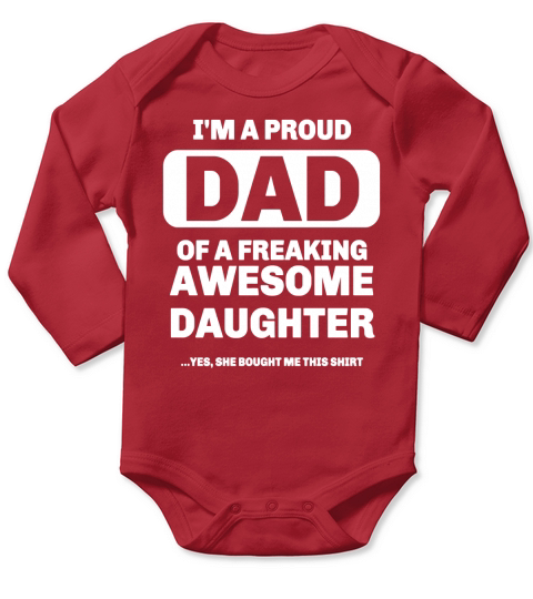 Mens Cool Gift From a Awesome Daughter to Proud Dad Funny T Shirt Long Sleeve Baby One-Piece