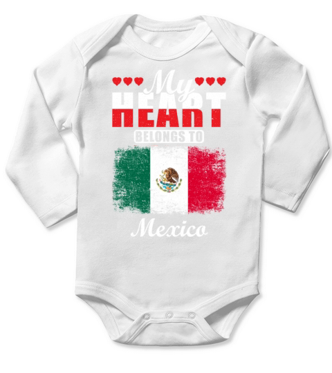 My Heart Belongs to Mexico Long Sleeve Baby One-Piece