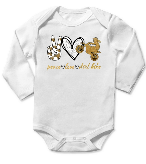 Peace love Dirt Bike Motorcycle Long Sleeve Baby One-Piece