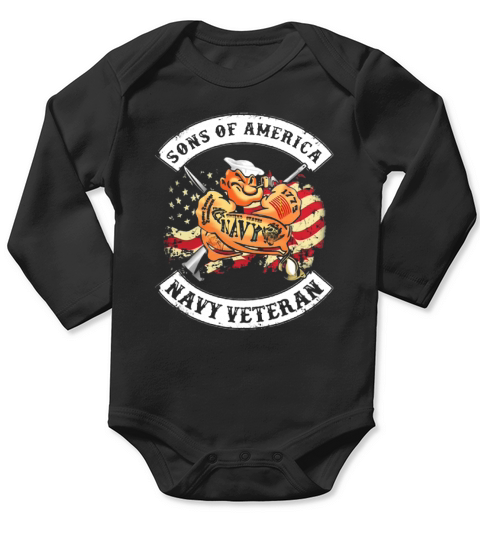 Popeye Sailor Man Son Of American flag Navy Veteran shirt Long Sleeve Baby One-Piece