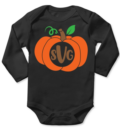 Pumpkin Monogram (2) Long Sleeve Baby One-Piece