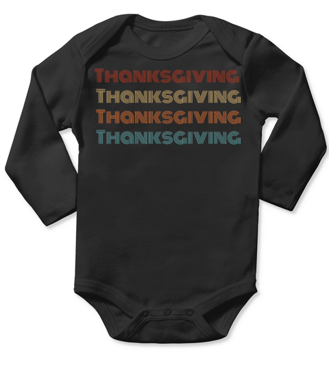 Retro Thanksgiving Long Sleeve Baby One-Piece