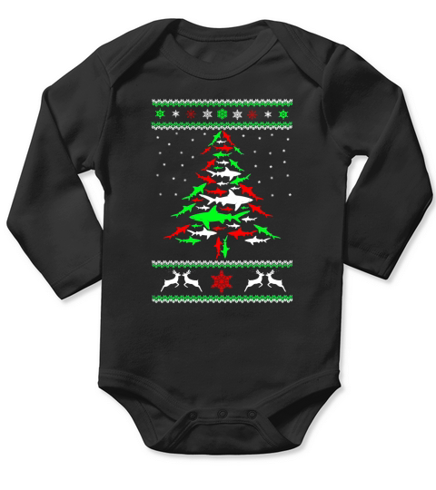 Shark Christmas Tree Long Sleeve Baby One-Piece