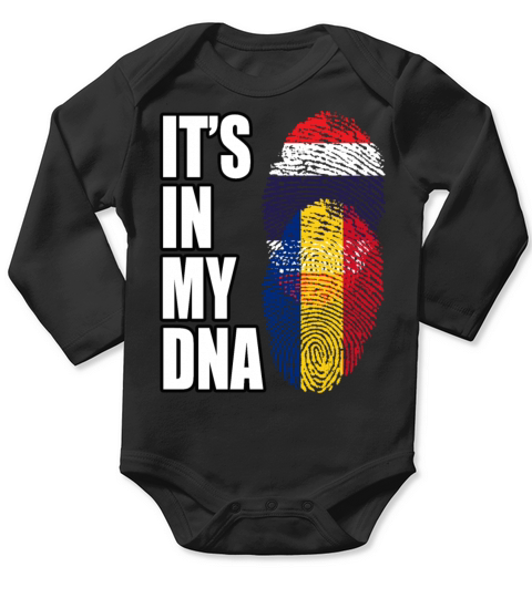 Thai And Romanian Vintage Heritage DNA Flag Long Sleeve Baby One-Piece