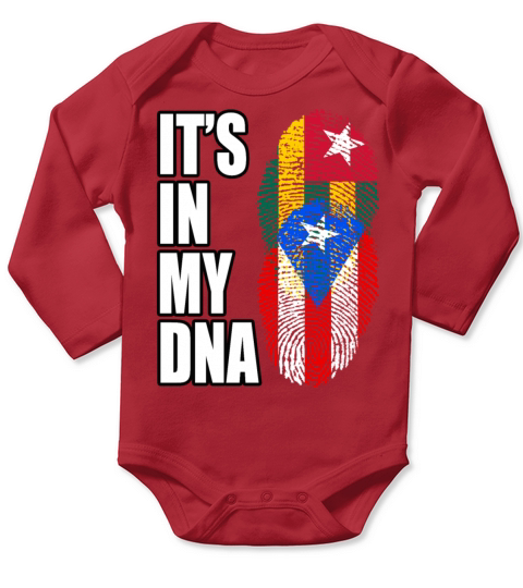 Togolese And Puerto Rican Mix Heritage DNA Flag Long Sleeve Baby One-Piece