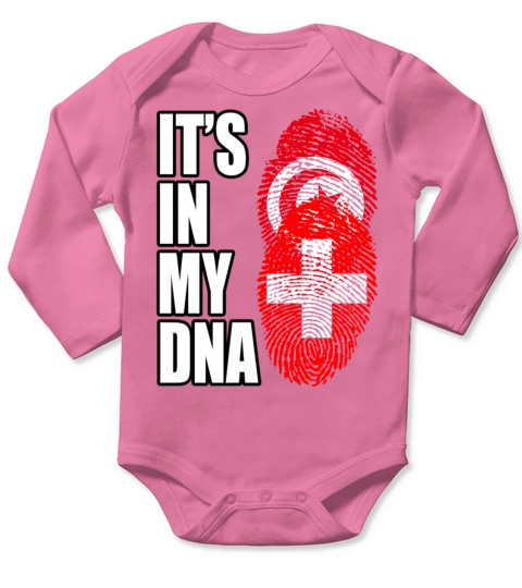 Tunisian And Switzerland Mix Heritage DNA Flag Long Sleeve Baby One-Piece