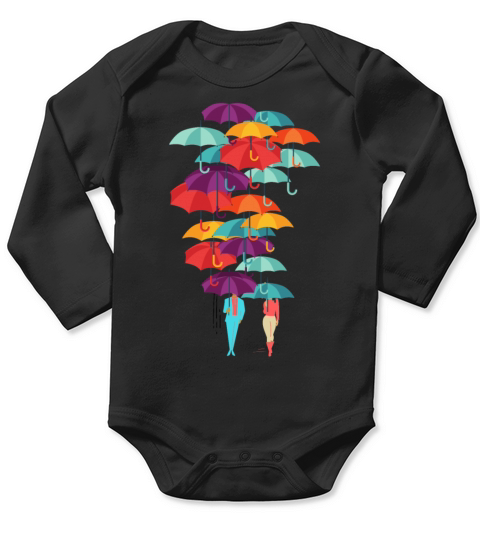 "Umbrellas" Illustration Graphic Art Design Long Sleeve Baby One-Piece