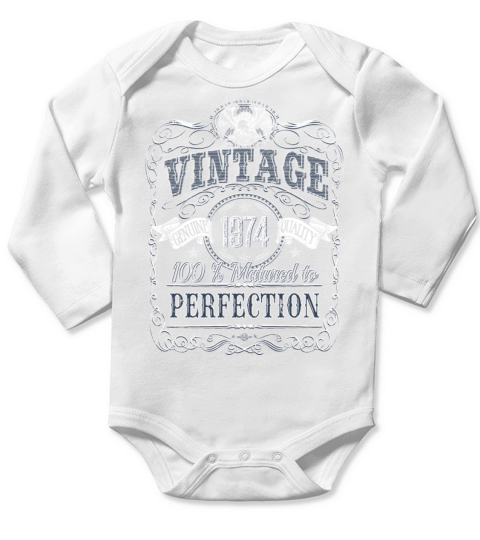 Vinage 1974 birthday year of birth 1974 gift Long Sleeve Baby One-Piece